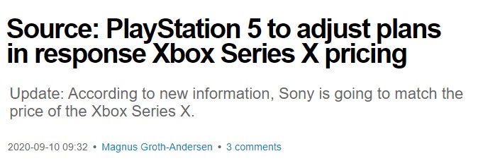 内部消息：索尼大幅降低PS5价格 以499美元回应XSX