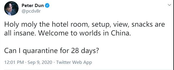 国内环境引国外选手大赞！G2更新推特，酒店隔离条件太好了插图1