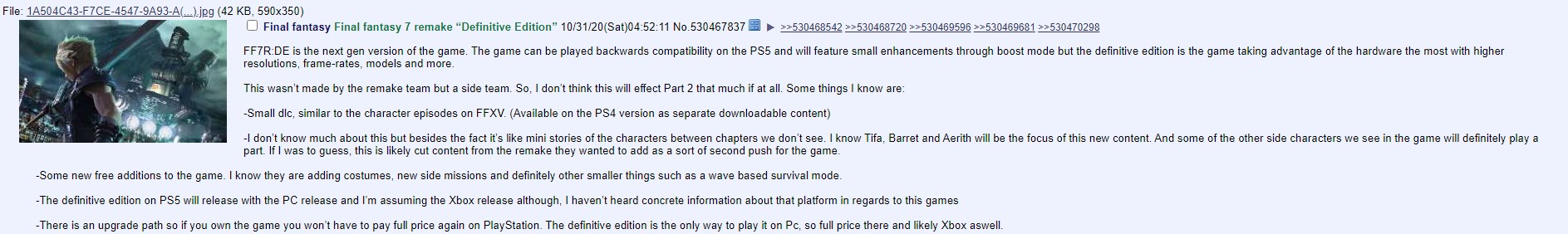 传闻：《最终幻想7：重制版》决定版将登PS5、PC/Xbox平台 有更高帧数和分辨率