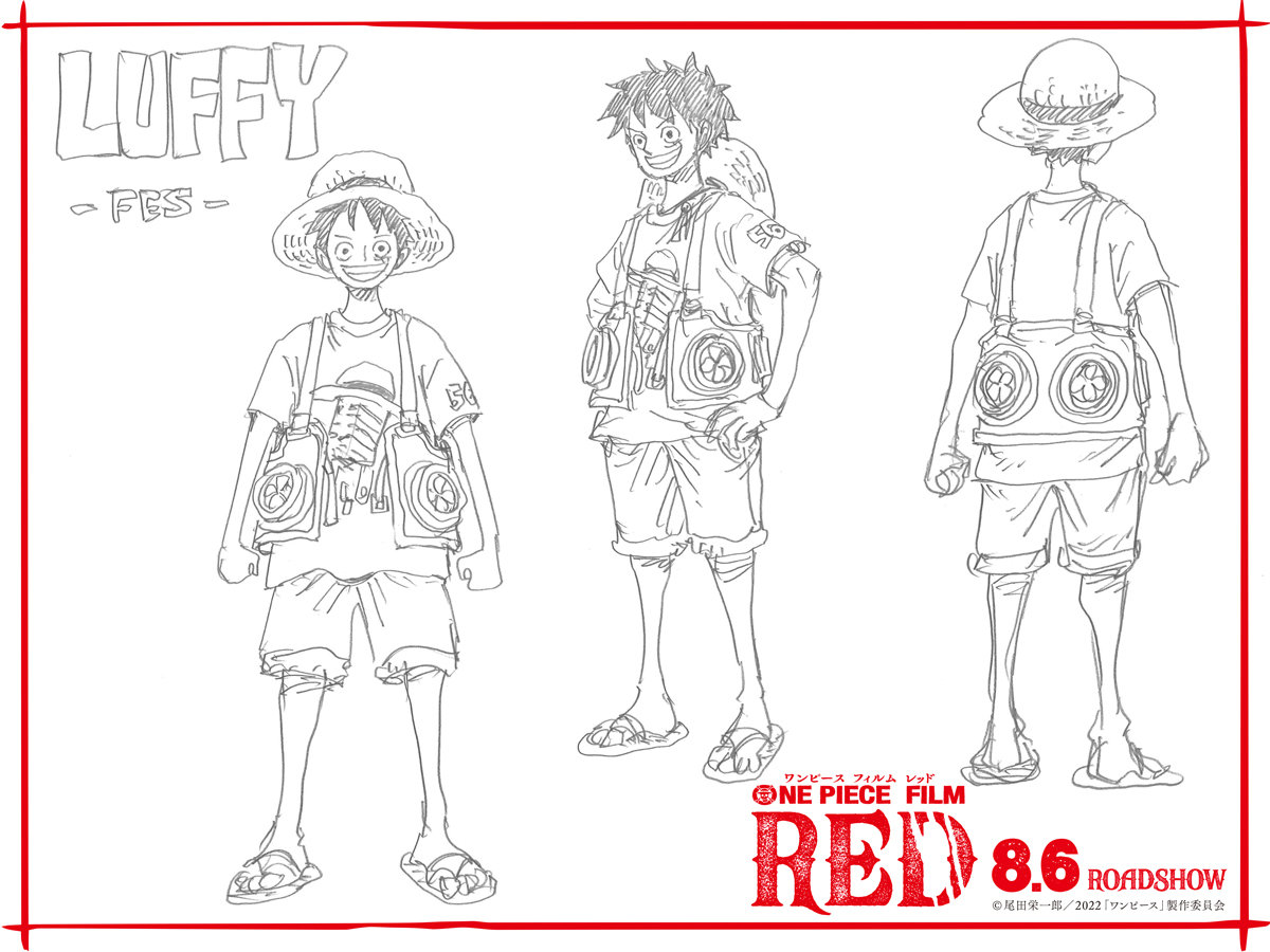 《海贼王》新剧场版动画《RED》草帽海贼团全新造型公开插图